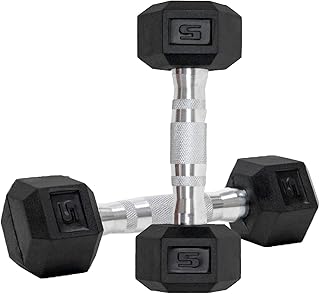 Bovvflex Dumbbells Set of 2 Hex Rubber Encased Dumbbells, Weights Dumbbells Set with Metal Handle for Exercise and Fitness