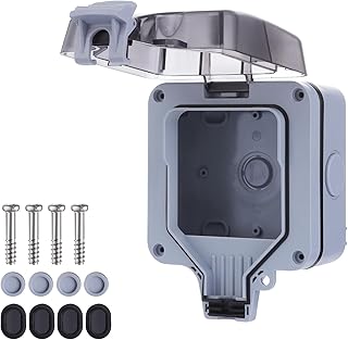 مقبس مقاوم للماء، مقبس حائط، خارجي، داخلي، منافذ طاقة كهربائية، غطاء مفتاح مقاوم للماء IP66، قابس بريطاني قياسي (صندوق مقبس مفرد رمادي)