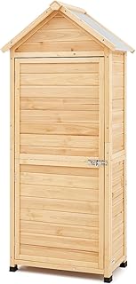 VEVOR Tool Shed 710 x 455 x 1600 mm, Garden Cabinet, Storage Shed Made of Wood, Tool Cabinet with Shelves, Lock & Floor, Waterproof Garden Shed, Storage Cabinet for Patio, Yard, Lawn, Garden