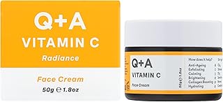 Q+A Vitamin C Radiance Cream - Hydrating, Anti-Ageing Face Cream with Collagen Boosting Vitamin C, Elasticity Enhancing Centella Asiatica & Antioxidant-Rich Tropical Fruit for Glowing Skin, 50g