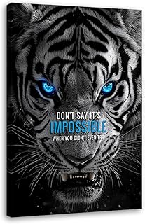 KUBAPIG Motivational Phrases Poster Print Inspiring Words Wall Art Canvas Painting Tiger Lion Leopard Eagle Office Decor Home Decoration (SKU1,16 x24inch=(40 x60 cm),Framed)