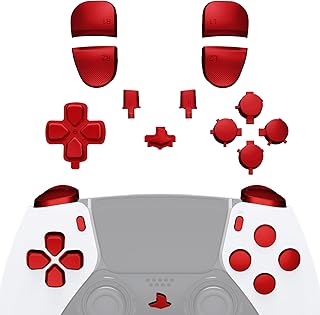 اكستريم رايت مجموعة ازرار بديلة كاملة متوافقة مع ذراع تحكم بلاي ستيشن 5 ايدج من الكروم الاحمر دي باد خيارات المشاركة ازرار الوجه الرئيسية R1 L1 R2 L2 متوافقة مع وحدة تحكم بلاي ستيشن 5 ايدج
