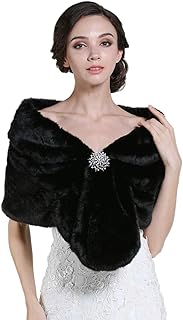 Women's Faux Fur Shawl 1920s Wedding Fur Stoles and Wraps Fancy Dress Fur Shrug for Weddings