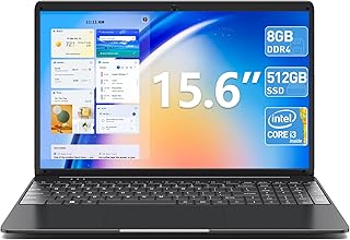 لابتوب اس جي اي ان 15 انش مع 8GB DDR4 512GB SSD I3 (حتى 2.4GHz)، واي فاي 5، كاميرا ويب، HDMI، كيبورد رقمية، 7000mAh، نوع C، USB3.0 (اسود)