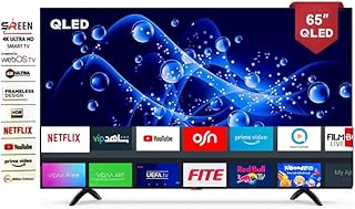 تلفزيون كيو ليد 65 بوصة 4K QLED من سرين، نظام تشغيل ويب او اس، HDMI، USB، شاشة بدون اطار، اسود SRET-65S4KWQ1