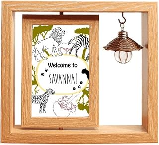 African Welcom To Savanna Pinto Leopard life Wooden Rotating Picture Photo Frame 4x6