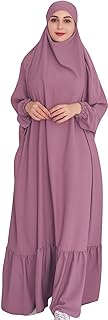 Lenmipot womens 1pc Ruffled Prayer Jilbab Modern