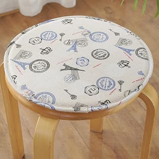 XIAO HUA Round Bar Stool Cushions,Non-Slip Seat Pad with Ties,Cotton Linen Stool Cover Breathable Chair Pad Cushion for Office Student Dining Chairs D 45x45cm(18x18inch)