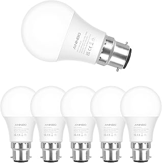 مصابيح LED قياسية B22 من انيبو، A60 11 واط 1220 لومن تعادل 100 واط، ابيض بارد 6500 كلفن، فروستد، عبوة من 6 قطع