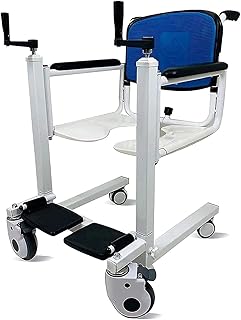 LZFcjjb Patient Lift Patient Lift Transfer Machine, Toilet Chair, Multifunctional Shower Chair Commode Manual Wheelchair for Nursing Elderly, Patient, Load 120Kg/265.5Ib, Multicolor