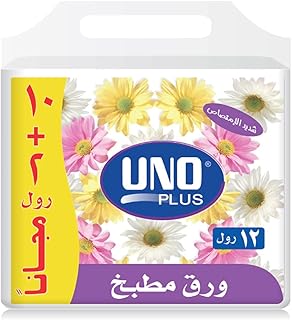 رول ورق مطبخ اونو بلس - 40 ورقة في كل لفة، عبوة من 12 لفة (10 + لفتان مجانيتان)