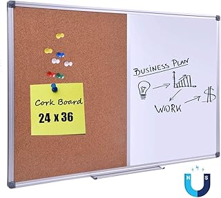 لوحة كومبو 91.44 سم × 60.96 سم من الفلين/لوحة تجميع إعلانات عرض مغناطيسية