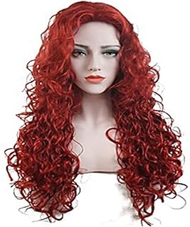 Wigs Human Wigs lace Front Kawaii Wigs Cosplay European and red Long Curly Hair Wig Ms. Natural-Looking Wig caps