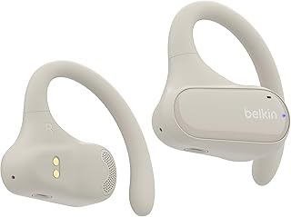 سماعات لاسلكية مفتوحة SoundForm ClearFit من Belkin، سماعات رياضية خفيفة، سماعات بتقنية Bluetooth مع راحة تدوم، سماعات ضد الماء بتصنيف IPX5 لـ iPhone، المشي، ركوب الدراجات، الجري - رملي