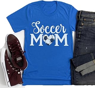 تي شيرت نسائي Livin That Soccer Mom Life برقبة دائرية وأكمام قصيرة