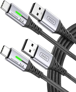 كيبل USB C، [عبوتان 6.6 + 6.6 قدم] كيبل شحن سريع كيو سي 3.0 USB نوع C، شاحن جوال مضفر بالنايلون اي ان اي يو 3.1A لسامسونج جالاكسي S22 S21 S20 S10 بلس نوت 10 LG جوجل بيكسل ايباد الخ