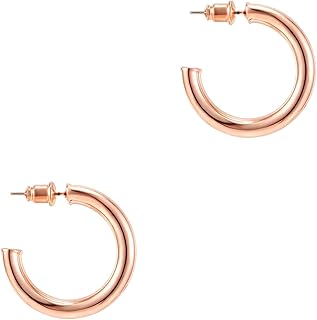 PAVOI 14K Gold Plated Hoop Earrings For Women | 3.5mm Thick Infinity Gold Hoops Women Earrings | Gold Plated Loop Earrings For Women | Lightweight Hoop Earrings Set