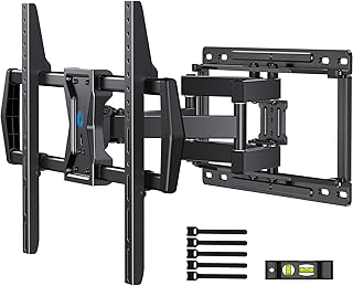 حامل تلفزيون يثبت على حائط بحركة كاملة لأجهزة التلفزيون 37-75 بوصة حتى 45 كيلوجرام من بيبيشيل، حامل بأذرع مفصلية مزدوجة بدوران وإمالة يتوافق مع مسامير خشبية 30.5/40.6 سم ماكس فيسا 600×400 ملم PILF6