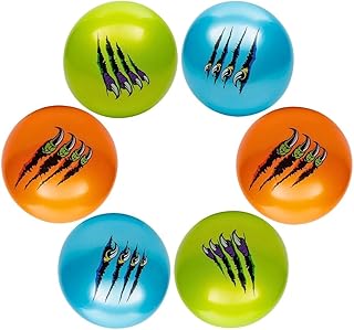 Fun Express Vibrant Assorted-Design Inflatable Vinyl Claw Mark Balls - 18" (Pack of 6) - Perfect for Halloween, School Parties, Birthdays, and Redemption Center Prizes