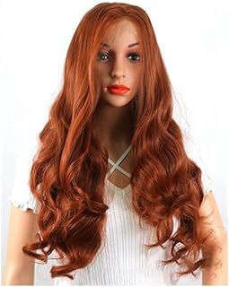 Wigs Large European and Ladies lace Wig Orange Long Curly Hair Wig high Temperature Wire Curly Hair Natural Appearance Heat-Resistant(18 Inches)