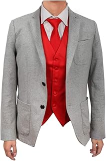 Dan Smith Men's Fashion Design Plain Microfiber Waistcoat For Urban Matching Tie With Bags