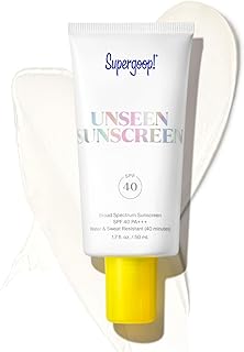 سوبرجوب! Unseen Sunscreen SPF 40 1.7 أونصة - خالي من الزيوت عديم الوزن وغير مرئي وآمن للشعاب المرجانية واقي الشمس واسع النطاق للوجه لجميع أنواع البشرة - خالٍ الرائحة - برايمر مكياج رائع -، جل