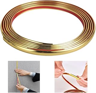 JEWELTH 5M/16.4FT Peel and Stick Wall Molding Trim, Flexible Self Adhesive Wall Corner Guard Edge Protector, Decorative Strip for Windows, Mirror Frame, Ceiling, Floor, Panel, Cabinet (Gold)