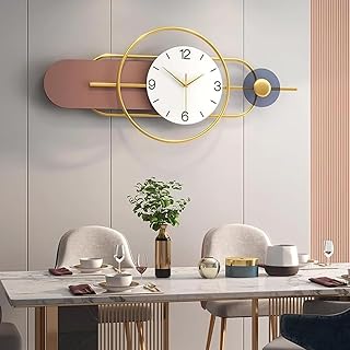 Clocks, Large Decorative Wall Clock 31" * 14" Metal Modern Silent No-Ticking Wall Clocks Creative Big Wall Clocks for Living Room Decor