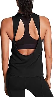 Workout Tops for Women Cute Yoga Tops Backless Open Back Workout Top Backless Shirts Workout Tanks Sports Clothes Athletic Running Gym Tank Tops for Women Black L