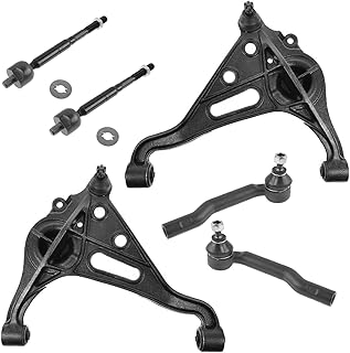 TRQ 6 Piece Steering & Suspension Kit Control Arms w/Ball Joint Inner Outer Tie Rods Compatible with 1999-2004 Chevrolet Tracker Suzuki Vitara