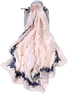 LumiSyne Seidenschal Damen Warm Weich Seidentuch S Eleganten Stil Blumenmuster Rose Als Stola Halstcher Pashmina Sonnenschut Kap Ganzjhrig