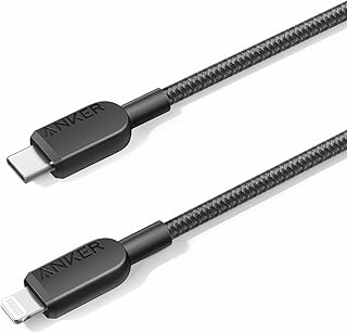 كيبل USB C إلى لايتنينج مضفر 310 USB-C من انكر (0.90 متر، لون أسود) معتمد ابل، شحن سريع لايفون 14 بلس برو ماكس 13 ايفون 12 (الشاحن غير متضمن)