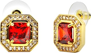 zmyyzr®Square Earrings For Women Girl Copper & Zircon Earrings Vintage 14k Goldplated Boho Red Earrings Jewelry Gift