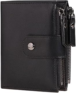 Mlysnd Men's Wallet Large Capacity Wallet with RFID Protection, Men's Leather Wallet 12.5 x 10 cm with Coin Compartment, Ferrous, Fashion