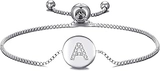 Philip Jones Silver Plated Initial Bracelets Letter A to Z Created with Zircondia® Crystals