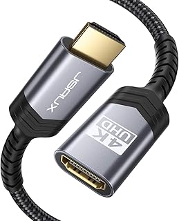 كيبل وصلة HDMI بطول 3.3 قدم، جي سوكس 4K 60Hz عالي السرعة، موصل محول ذكر الى انثى (HDR HDCP 2.2)، متوافق مع عصا بث تلفزيون روكو، مشغل بلوراي، تلفزيون HD، لابتوب، الكمبيوتر - رمادي