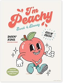 بوستر فني جداري ريترو مطبوع عليه I'm Peachy مقاس 12 × 16 انش، ملصق رترو للحنين إلى الماضي، لوحة فنية جدارية رائعة، ديكور لطيف للغرفة