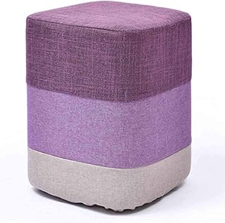 Footstool Footrest Stool Ottoman,Round Foot Rest Stool,Portable Footstool with Cotton Detachable Cover,Creative Shoes Changing Stool,Purple B