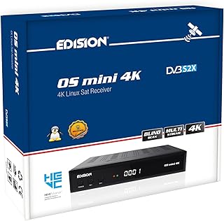 جهاز استقبال اديسيون او اس ميني 4K S2X‏، لينكس E2‏ سات H.265/ اتش اي في سي، DVB-S2X، عرض متعدد، مسح عشوائي 4K‏ 2160P‏، 2 × USB‏، HDMI‏، LAN‏، جهاز تحكم عن بعد، قارئ بطاقات مبرمج مسبقا لاسترا هوتبريدج