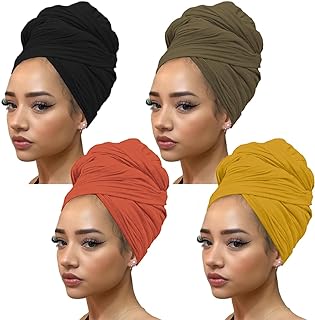 Kachanaa Stretch Jersey Turbans Head wrap Hair Scarfs Solid Color Ultra Soft Breathable Head Bands Ties for Black Women