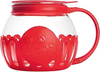 Microwave Popcorn Popper with Temperature Safe Glass, 3-in-1 Lid Measures Kernels and Melts Butter, Made Without BPA, Dishwasher Safe, 1.5-Quart, Red