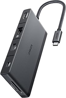 انكر 552 [USB]-[C] [موزع] 9 في 1 مع توصيل طاقة 100 واط [4K] عند 30Hz [HDMI] 4 [USB] - [C] و[USB] - منافذ بيانات ومنفذ ايثرنت وSD/microSD لماك بوك واتش بي وديل وغيرها أسود