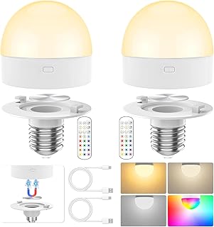 مصباح اضاءة يعمل بالبطارية قابل لاعادة الشحن مع جهاز تحكم عن بعد وكابل من النوع C، مصباح LED قابل للفصل وقابل للتعتيم مع 15 لون قابل للاختيار و3 مؤقتات، مصباح اضاءة لاسلكي لشمعدانات الحائط، عبوة من