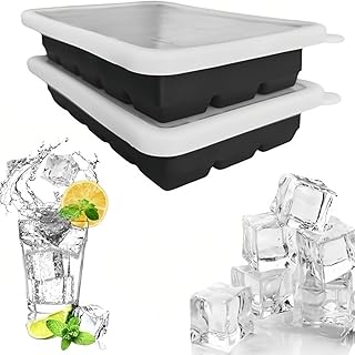 NaturalFeel 2-Pack Silicone Ice Cube Trays – 15-Cavity Ice Cube Molds with Lids, BPA-Free, Easy Release for Perfect Square Ice Cubes for Chilled Drinks