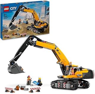 لعبة حفّار البناء الأصفر 60420 من LEGO City للصبيان والبنات بعمر 8 سنوات أو أكثر هدية الأعياد أعياد الميلاد للأطفال شخصيات صغيرة لسائق وعامل ومهندس معماري للعب المرح بلاستيك