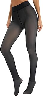 Women's Warm Fleece Fake Translucent Tights Leggings High Waisted Tights Winter Tights for Women 220 g - 300 g, Black, extra thick 300 g (-5°C ~ 10°C), XL-XXL