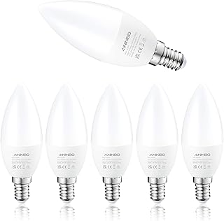 مصابيح LED E14 من انينبو، لمبة متوهجة 5.5 واط تعادل 40 واط، ابيض دافئ 3000 كلفن، 470 لومن، تيار متردد 220-240 فولت، غير قابلة للتعتيم بدون وميض، عبوة من 6 قطع [فئة الطاقة F]