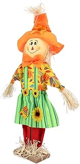 SASKATE Scarecrow Decoration Outdoor, Standing Scarecrow Decorations, Thanksgiving Fall Standing Scarecrow, for Garden, Home, School, Yard, Porch (Women Skirt Standing Style)