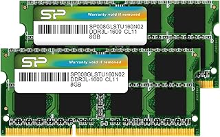 مجموعة ذاكرة DDR3L RAM 16GB (2 x 8GB) من اس بي سيليكون باور، 1600MHz (PC3 12800) 204 دبوس CL11 1.35 فولت، وحدة لابتوب سوديم غير مدعومة بذاكرة مؤقتة وبدون تصحيح الخطا، منخفضة الجهد وموفرة للطاقة