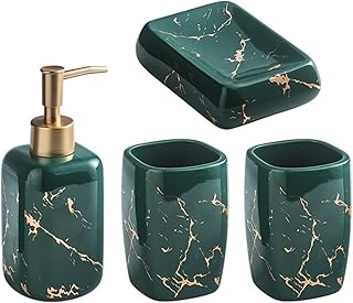 Icegrey 4-Piece Bathroom Set Luxury Accessory Set Bathroom Light Luxurious Decoration Table Bathroom Set Green